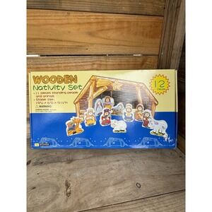 Nativity Set Childs Playset Religious Education 12pc‎ Wooden Chunky Jesus Birth